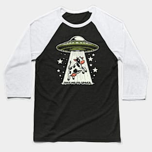 Alien Abduction Of Cow Baseball T-Shirt